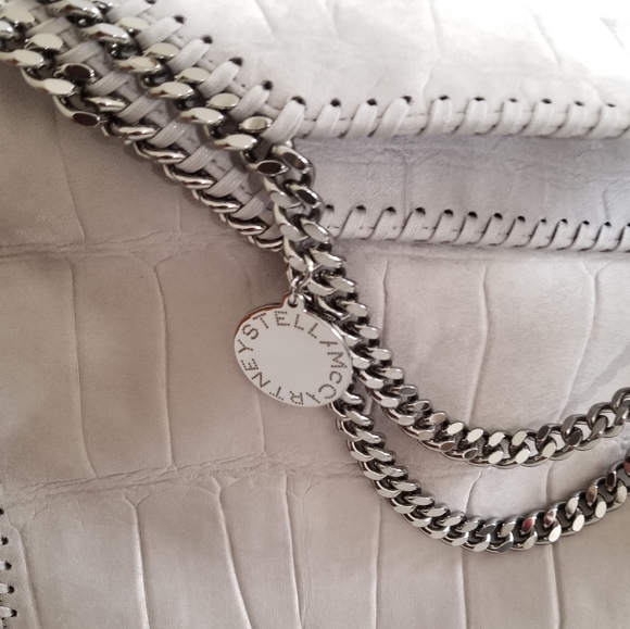Stella McCartney Falabella Croc-Embossed Shoulder Bag Grey - Picture 9 of 13